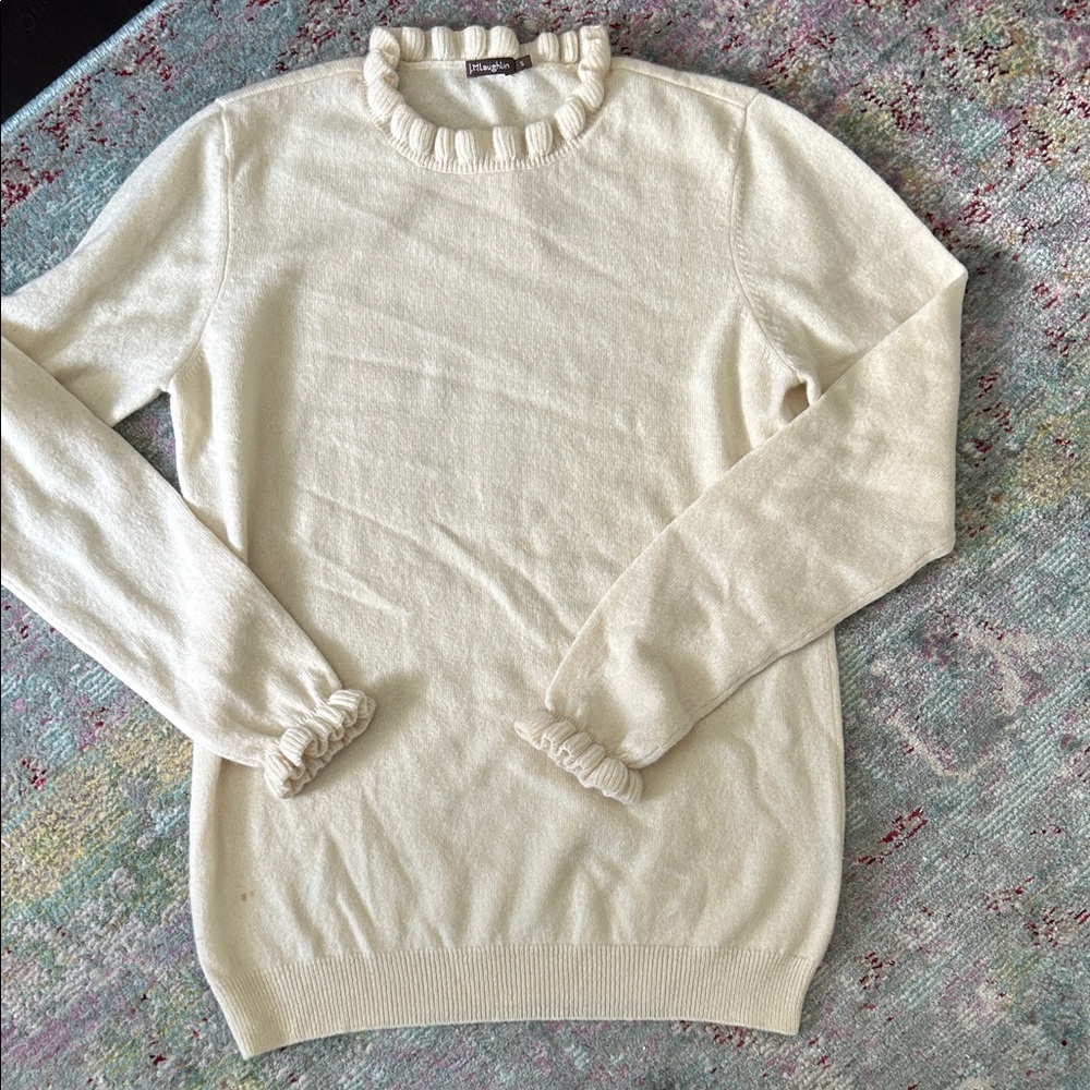 J. McLaughlin Cashmere Ruffled Sweater